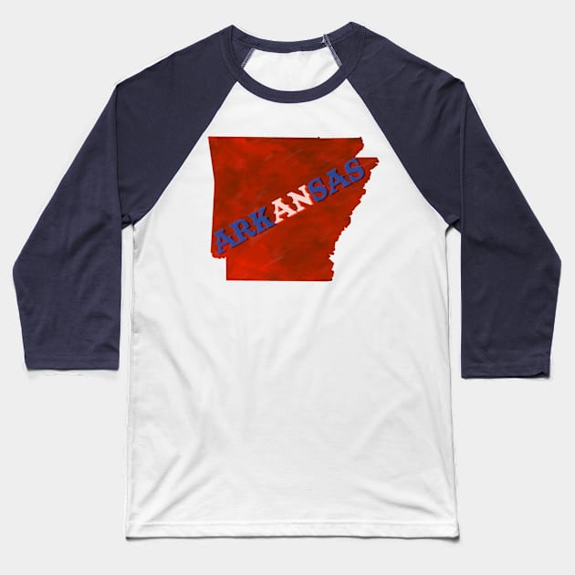 The State of Arkansas - Watercolor Baseball T-Shirt by loudestkitten